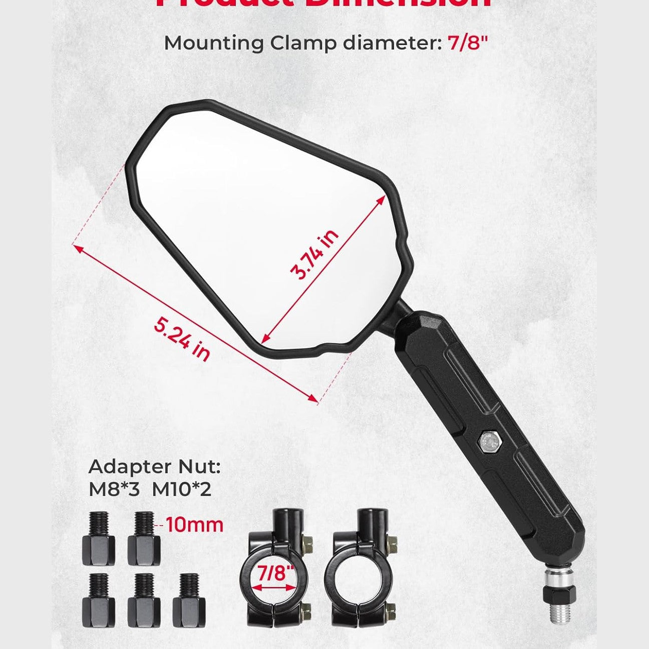 KEMIMOTO Adventure Motorcycle Mirrors For 7/8th Bars